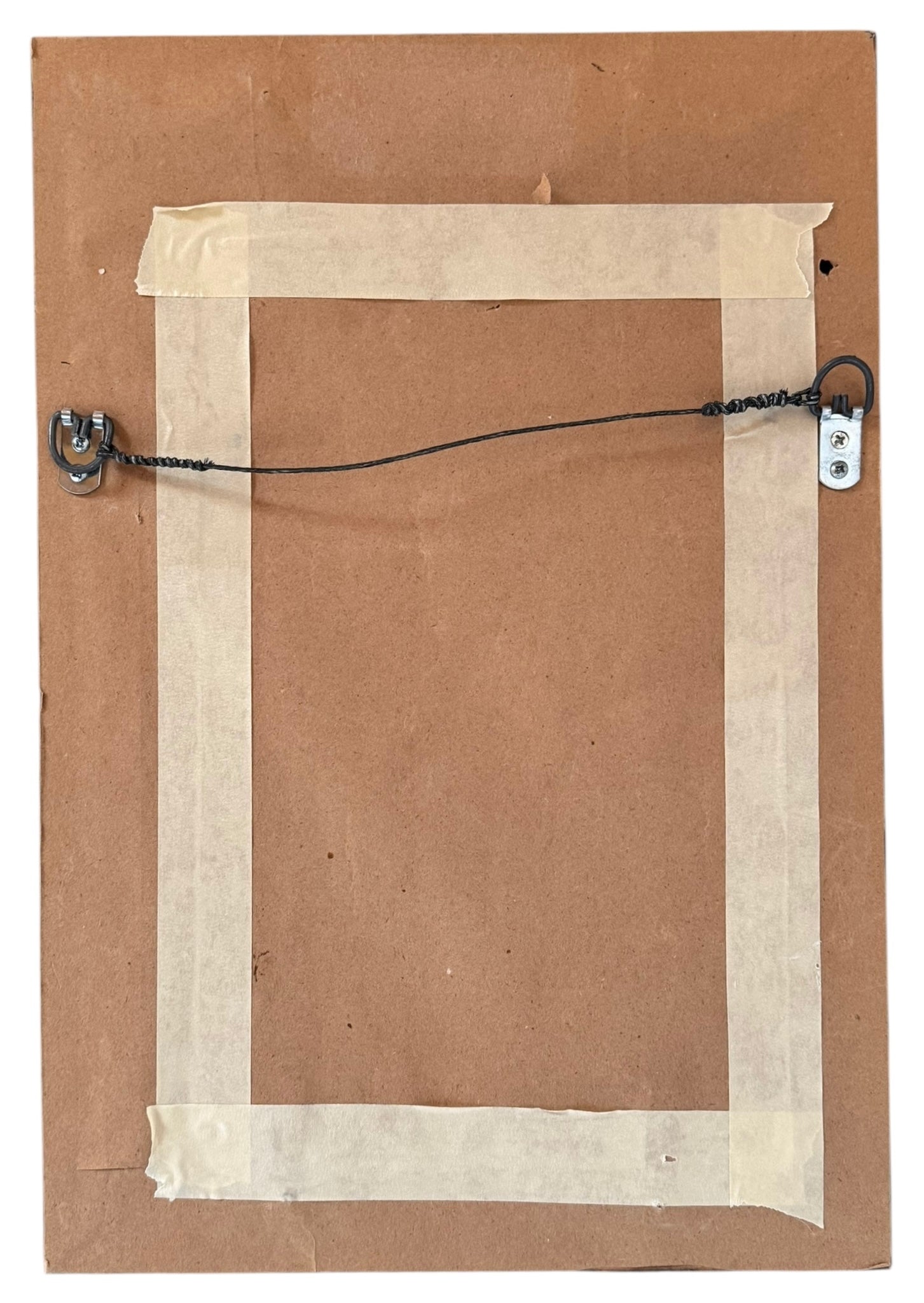 David Alysworth ‘Interfering Friends May Frown’ abstract oil painting in a brightly colored, abstract acrylic painting on canvas by depicting a landscape using thick, bold strokes of light blue, pink, orange, green, black, and brown a black wooden lacquered frame