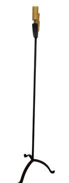  Tall, free-standing Spanish Revival wrought iron candelabra with seven candle prickets holding beeswax candles.