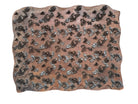A vintage carved wooden printing block with intricate, repeating patterns, engraved with an unknown artist's signature and stamped "Made in France." The wood shows signs of age and wear, adding to its historical character.