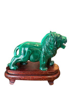 Polished Malachite Lion on Wooden Stand 
Malachite Sculpture with Stand for Decor 
Malachite Lion Art on Display Stand 
Powerful Malachite Lion Sculpture - Design Object 
Geometric Malachite Sculpture - Lion
Striking Malachite Animal Sculpture: Lion 
