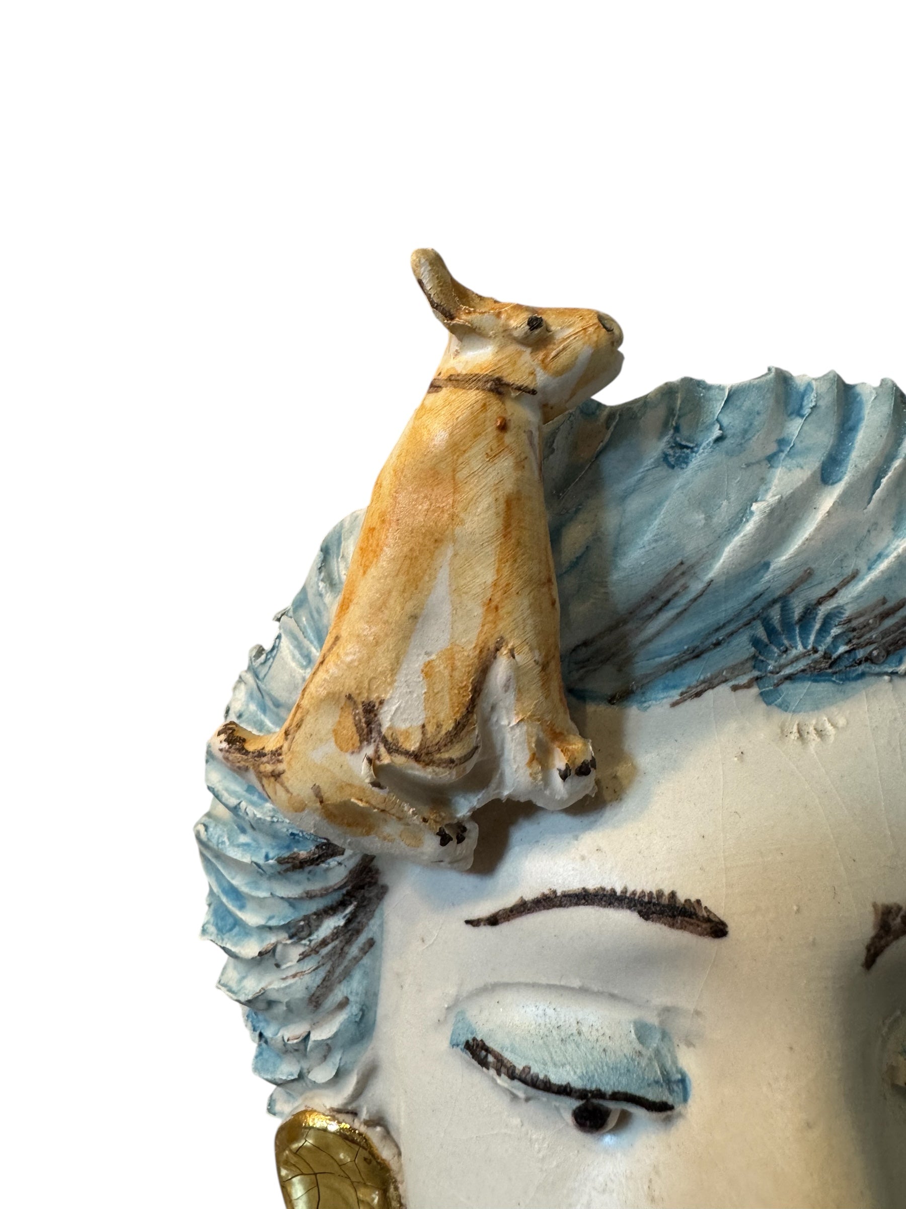 Testine By Dominico Pinto, Dominico Pinto, Ceramic, Contemporary, Grottagile Ceramic, Apulian, Woman, Sculpture, Head Sculpture, Table top, Teste Di Moro Interpretation, Sicilian Folklore, 