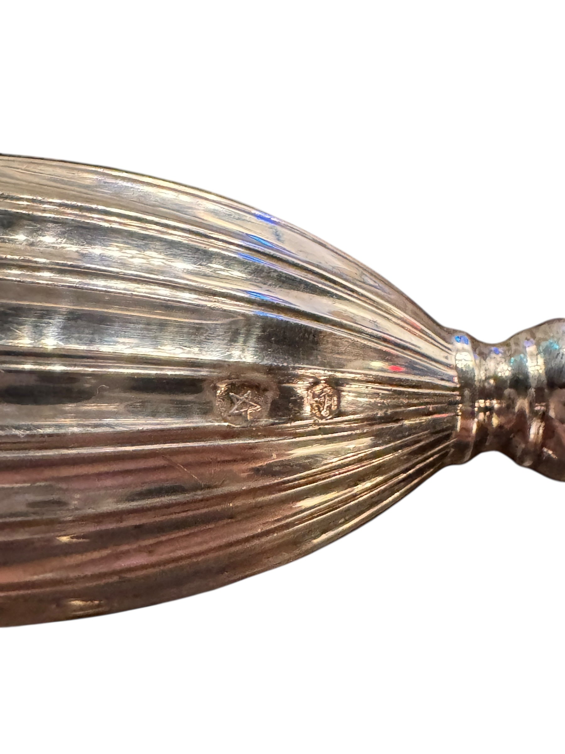 A silver corkscrew and a matching silver bottle opener, both featuring fluted, oval-shaped handles. The set is identified as a Spanish Silver (925) bar/cocktail set by Pedro Duran Morales, circa 1950