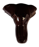 A glossy, dark chocolate brown ceramic bust of a Labrador dog. Created by Enza Fasano, the sculpture features a minimalist, stylized design with smooth, flowing lines and a high-shine glaze that reflects light. The dog’s long ears drape down the sides, and its snout is rounded, capturing the gentle essence of the breed in a contemporary Italian pottery style.