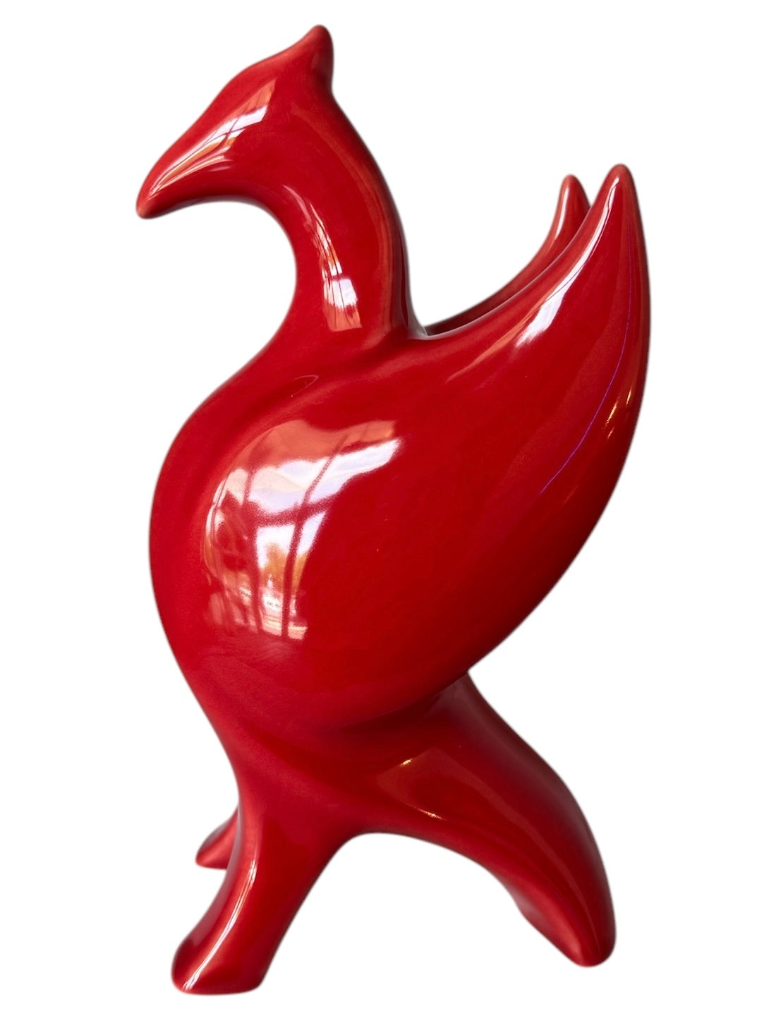 Mid-century modern ceramic sculpture of the Liverpool Liver Bird, glossy red finish.
Liver Bird
Sculpture
Ceramic
Red
Glossy
Vintage
Mid-century
Modern
Liverpool
England
Design
British
Art
Bird
Emblem
Symbol
