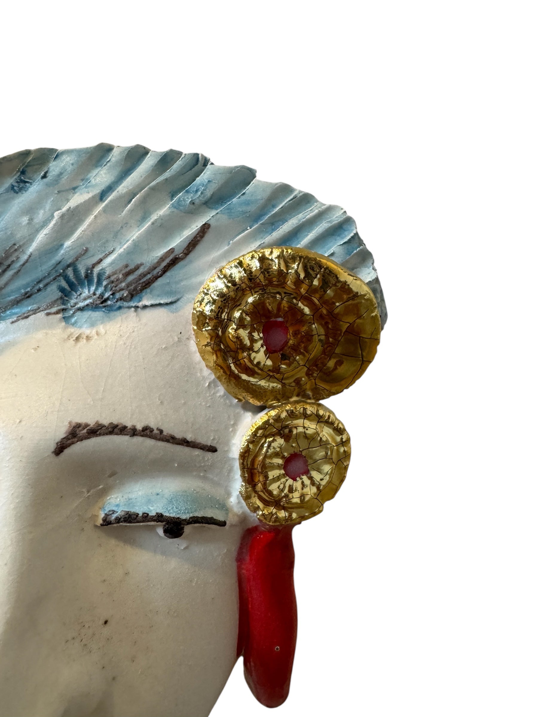 Testine By Dominico Pinto, Dominico Pinto, Ceramic, Contemporary, Grottagile Ceramic, Apulian, Woman, Sculpture, Head Sculpture, Table top, Teste Di Moro Interpretation, Sicilian Folklore, 