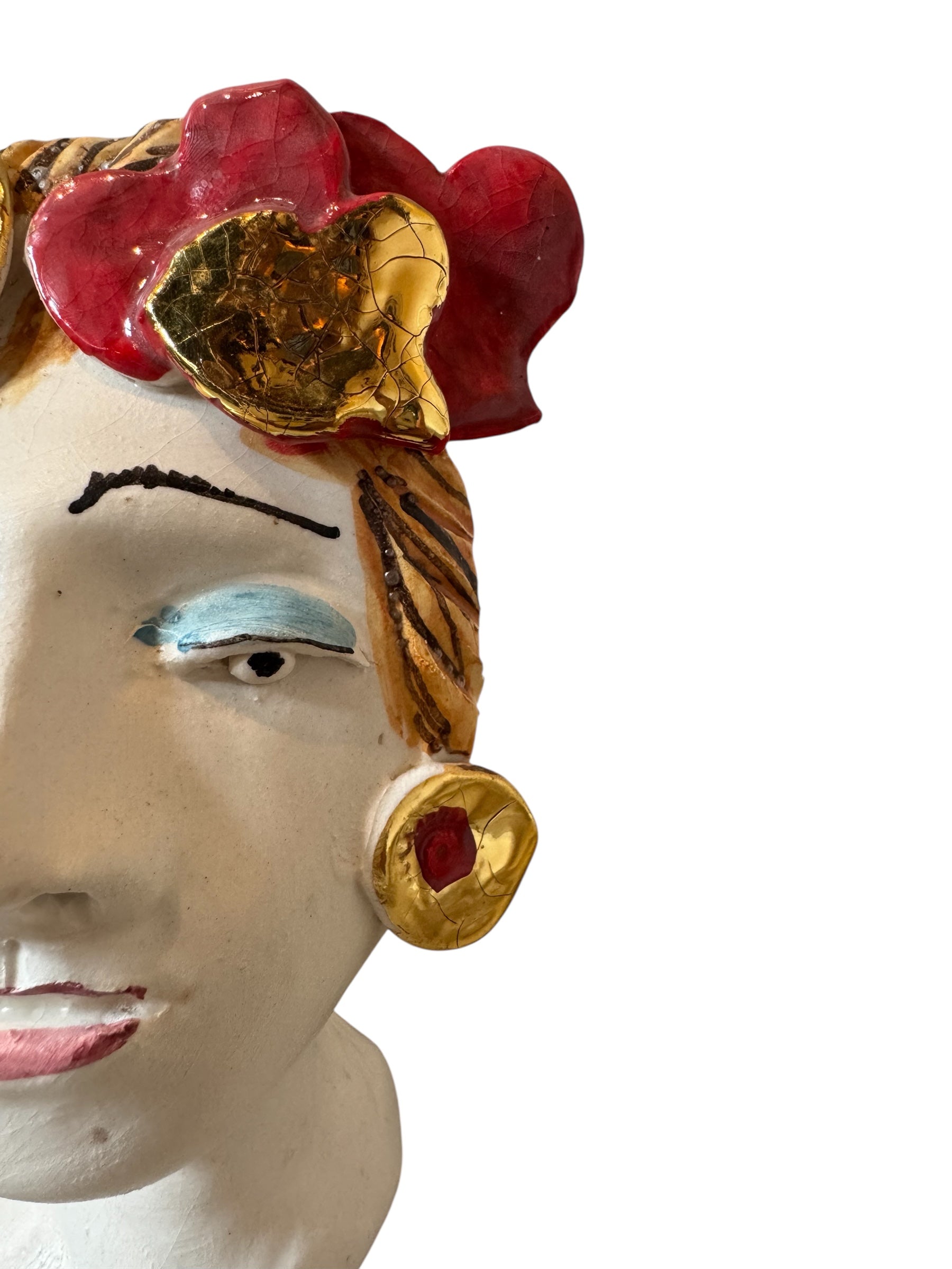 Testine By Dominico Pinto, Dominico Pinto, Ceramic, Contemporary, Grottagile Ceramic, Apulian, Woman, Sculpture, Head Sculpture, Table top