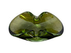 A vintage, Mid-Century Modern, peridot green art glass ashtray or catchall bowl with a curved, free-form design.
