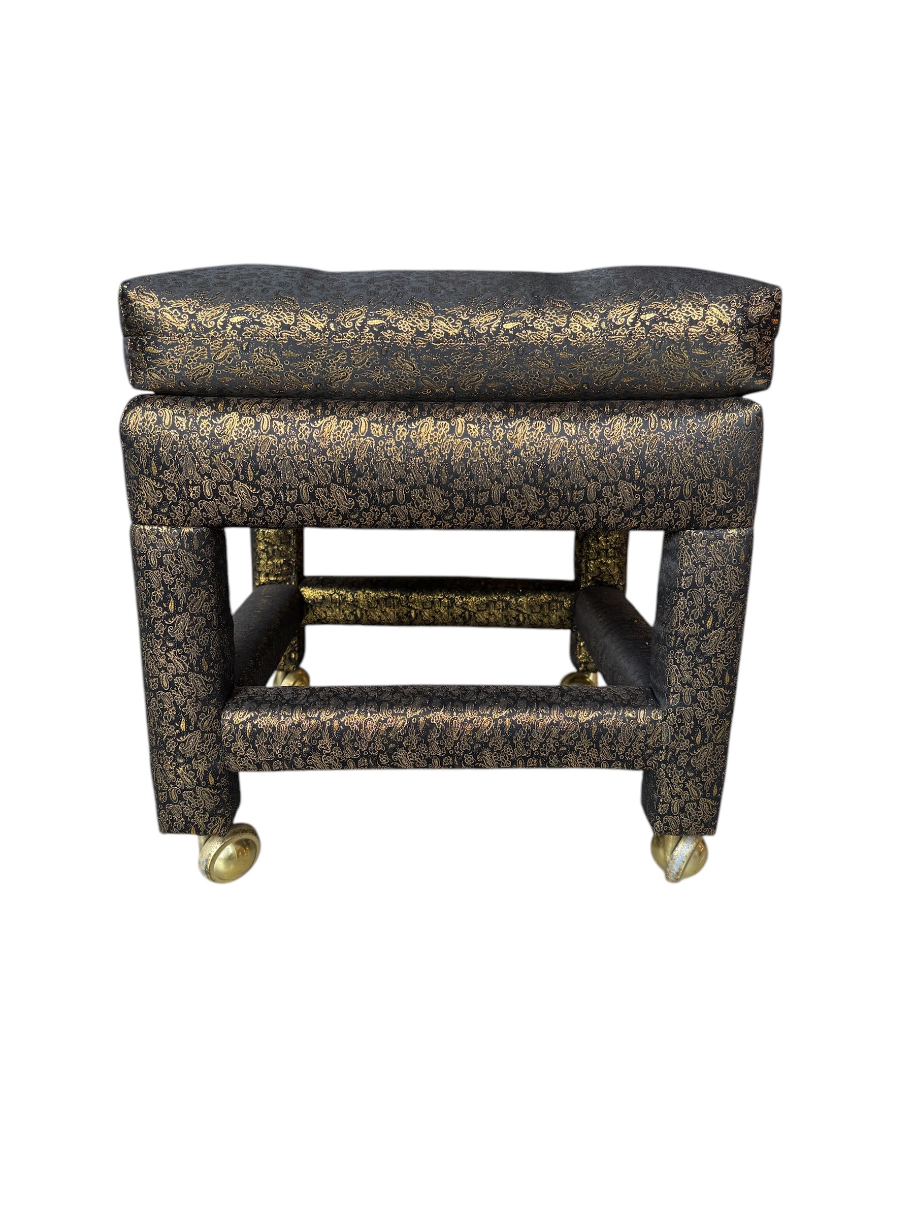 upholstered

Stool

small bench

silk

Postmodern

post modern

ottoman

living room

foot stool

fabric

black and gold

parson ottoman

small ottoman

rolling ottoman

rolling foot stool

rolling stool

vintage rolling parson stool

postmodern otttoman

postmodern foot stool

black silk ottoman

80's Postmodern Parsons Style Upholstered Ottoman