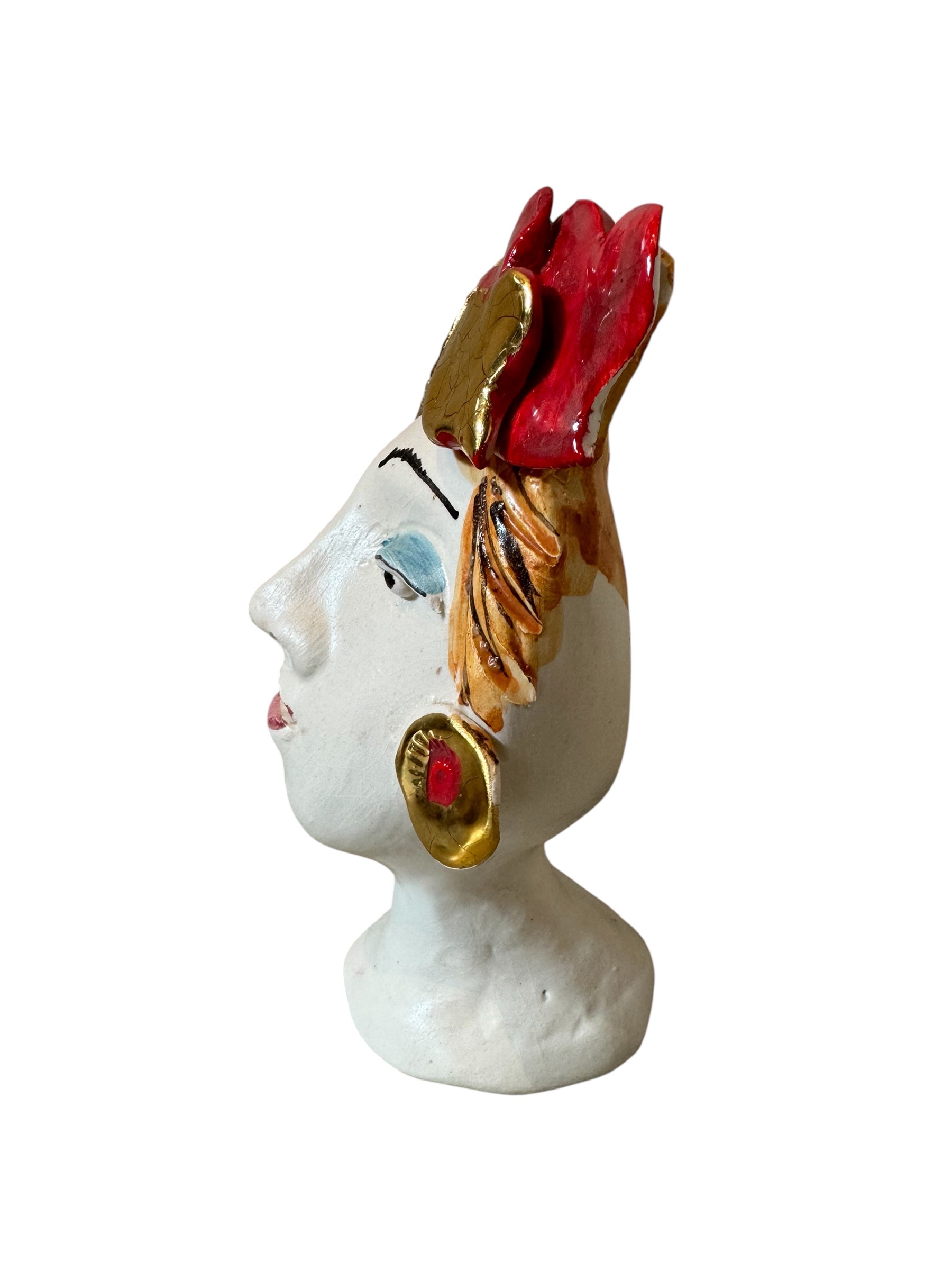 Testine By Dominico Pinto, Dominico Pinto, Ceramic, Contemporary, Grottagile Ceramic, Apulian, Woman, Sculpture, Head Sculpture, Table top