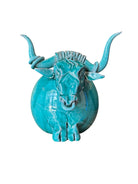 Turquoise  ceramic bull head decoration 
Ceramic Turquoise Bull Table Ornament
Toro del Cielo by Enza Fasano Ceramiche
Italian ceramics