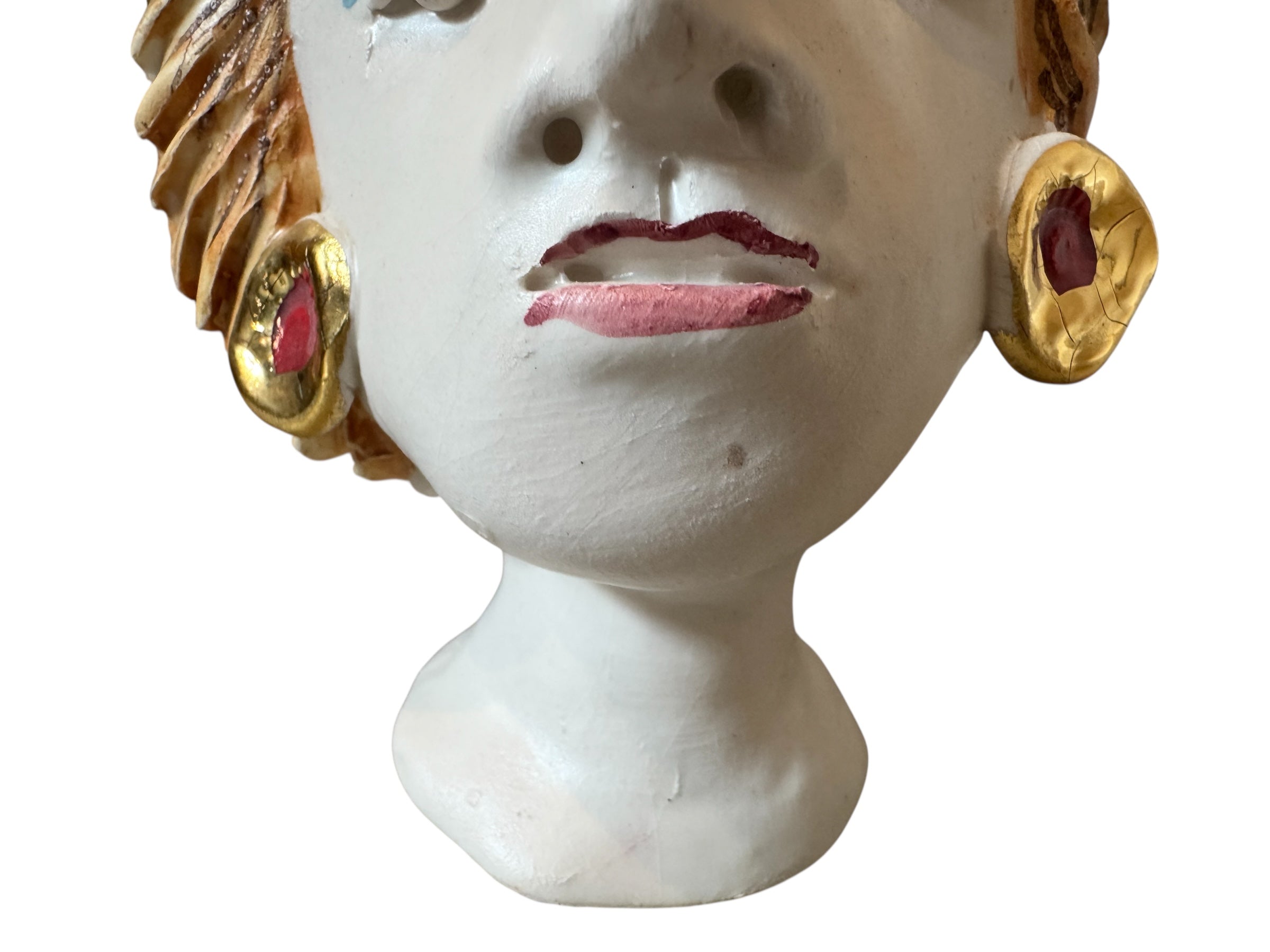 Testine By Dominico Pinto, Dominico Pinto, Ceramic, Contemporary, Grottagile Ceramic, Apulian, Woman, Sculpture, Head Sculpture, Table top