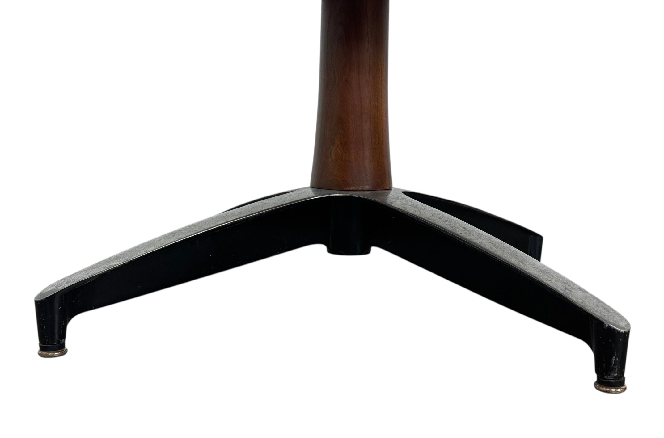 Mid-century modern Cliff House dining chair by Heywood Wakefield, cherry wood with black base.