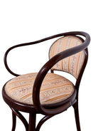 Bentwood & Upholstered chairs with looping arms, backrest rail and under-seat supports with steam-bending beechwood