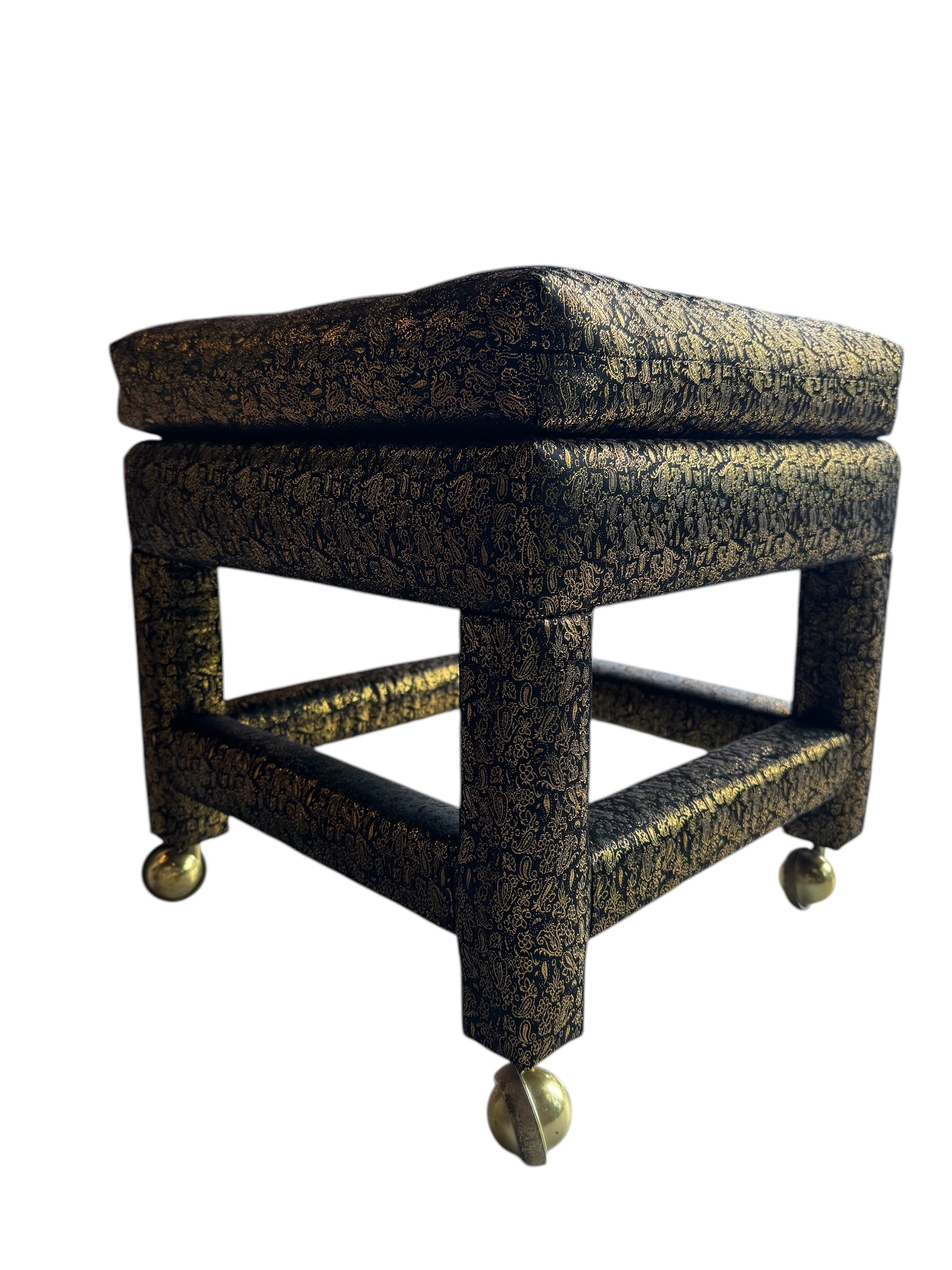 upholstered

Stool

small bench

silk

Postmodern

post modern

ottoman

living room

foot stool

fabric

black and gold

parson ottoman

small ottoman

rolling ottoman

rolling foot stool

rolling stool

vintage rolling parson stool

postmodern otttoman

postmodern foot stool

black silk ottoman

80's Postmodern Parsons Style Upholstered Ottoman