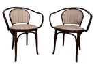 Bentwood & Upholstered chairs with looping arms, backrest rail and under-seat supports with steam-bending beechwood