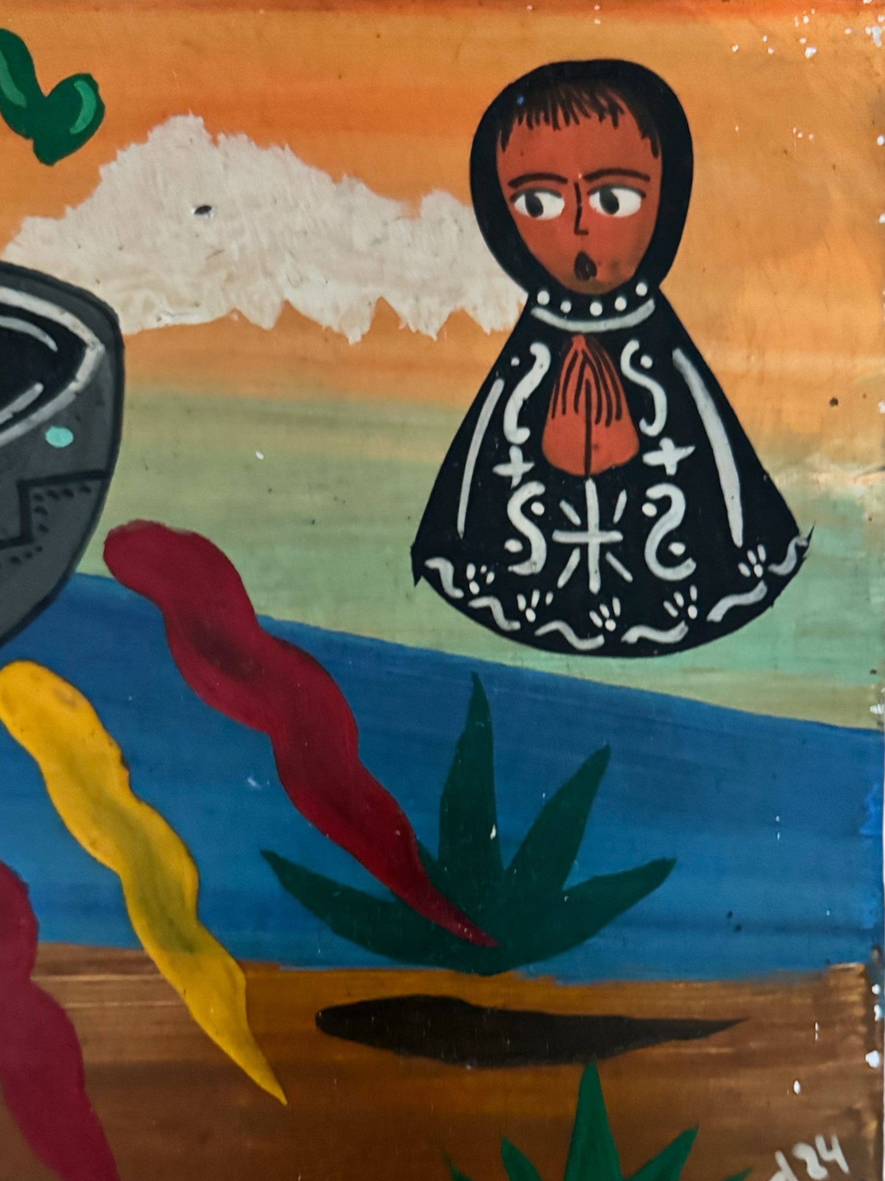 Exvoto Mexican Folk Art Painting - Woman, Alien and Virgin – ByCloudia