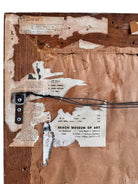 An abstract mixed media painting, titled "Summer Landscape" by Elsa Warner, featuring a dynamic composition of fragmented geometric and organic shapes in vibrant yellow, black, and earthy brown tones. 