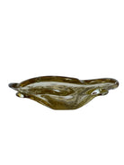 Scalloped amber yellow art glass ashtray with controlled bubbles