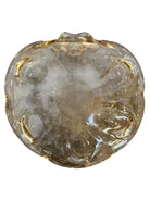 Scalloped amber yellow art glass ashtray with controlled bubbles