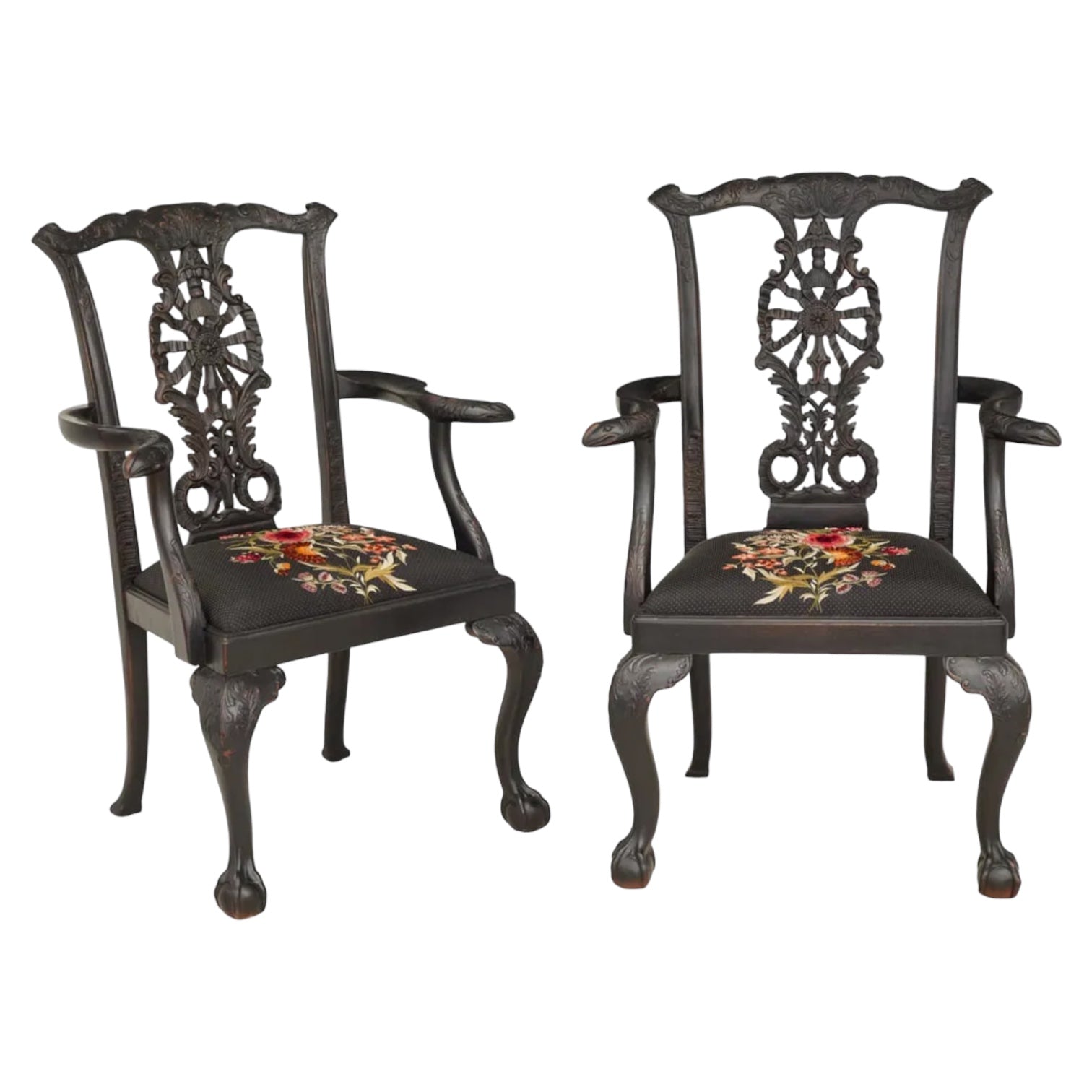 wood

Snakes

serpent

Floral

ebony wood

claw feet

Chippendale

chairs

carved

arm chairs

accent chair

20th Century

George III Chippendale Style Ebonized Armchair

Chippendale Style Ebonized Armchair

Ebonized Armchair

needlepoint flower design

vintage chairs

vintage chairs austin

carved crest

cabriole legs

velvet