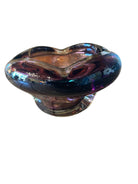 Amethyst Murano glass ashtray in a petal shape with indentions, a vintage design object.