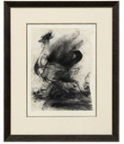 Existential gouache and charcoal drawing of a chicken by James Drake