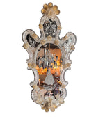 Venetian Murano art glass girandole mirror with ornate hand-blown glass detailing and classic Venetian craftsmanship. Excellent vintage condition.